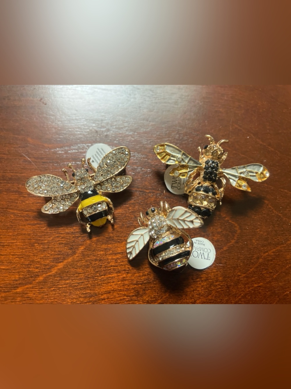Two's Company Gold Bee Brooch Set